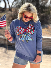 Load image into Gallery viewer, Callie Ann Stelter Patriotic Bow Poncho Sweatshirt