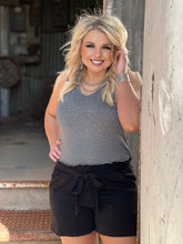 Load image into Gallery viewer, Brenna Black Tie-Waist Shorts
