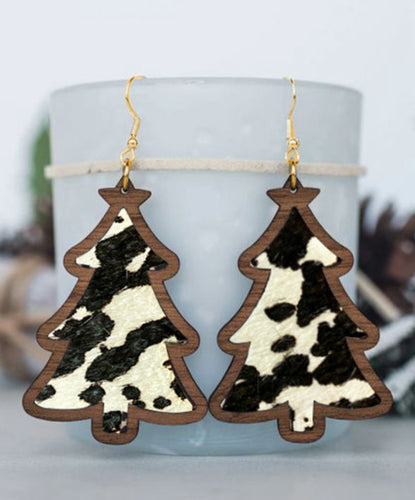 Black Cow Christmas Tree Earrings