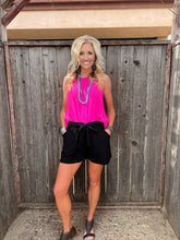 Load image into Gallery viewer, Brenna Black Tie-Waist Shorts