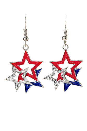 Red White & Blue Star Dangle Earrings
