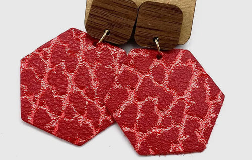 Metallic Red Hexagon Dangles