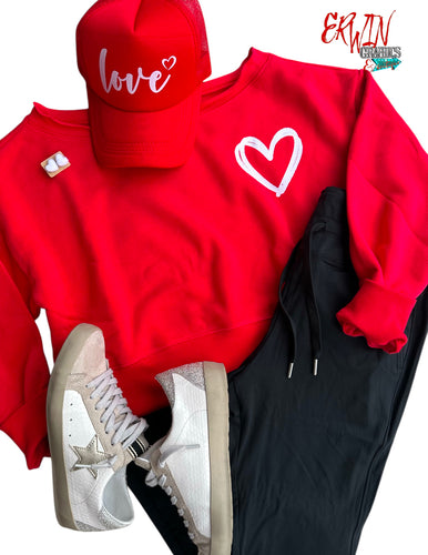 Red Heart Pocket Crop Top