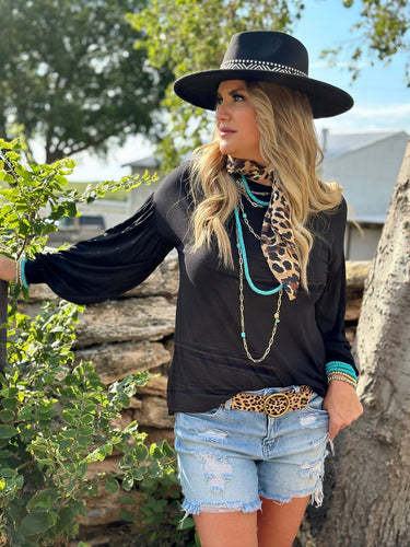 Black Bell Sleeve Top