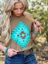 Load image into Gallery viewer, Brown Leopard Aztec Tee